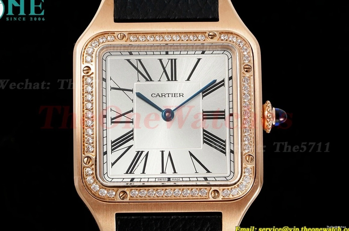 Santos RG Dumont LE Quartz AF Blk Dia Dial Silver 0228